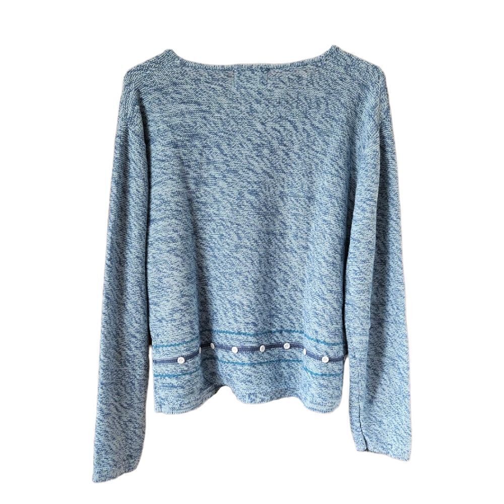 CHRISTOPHER & BANKS Warm longsleeveblue & white speckled zip-upโv- neck Sweater - Picture 11 of 16